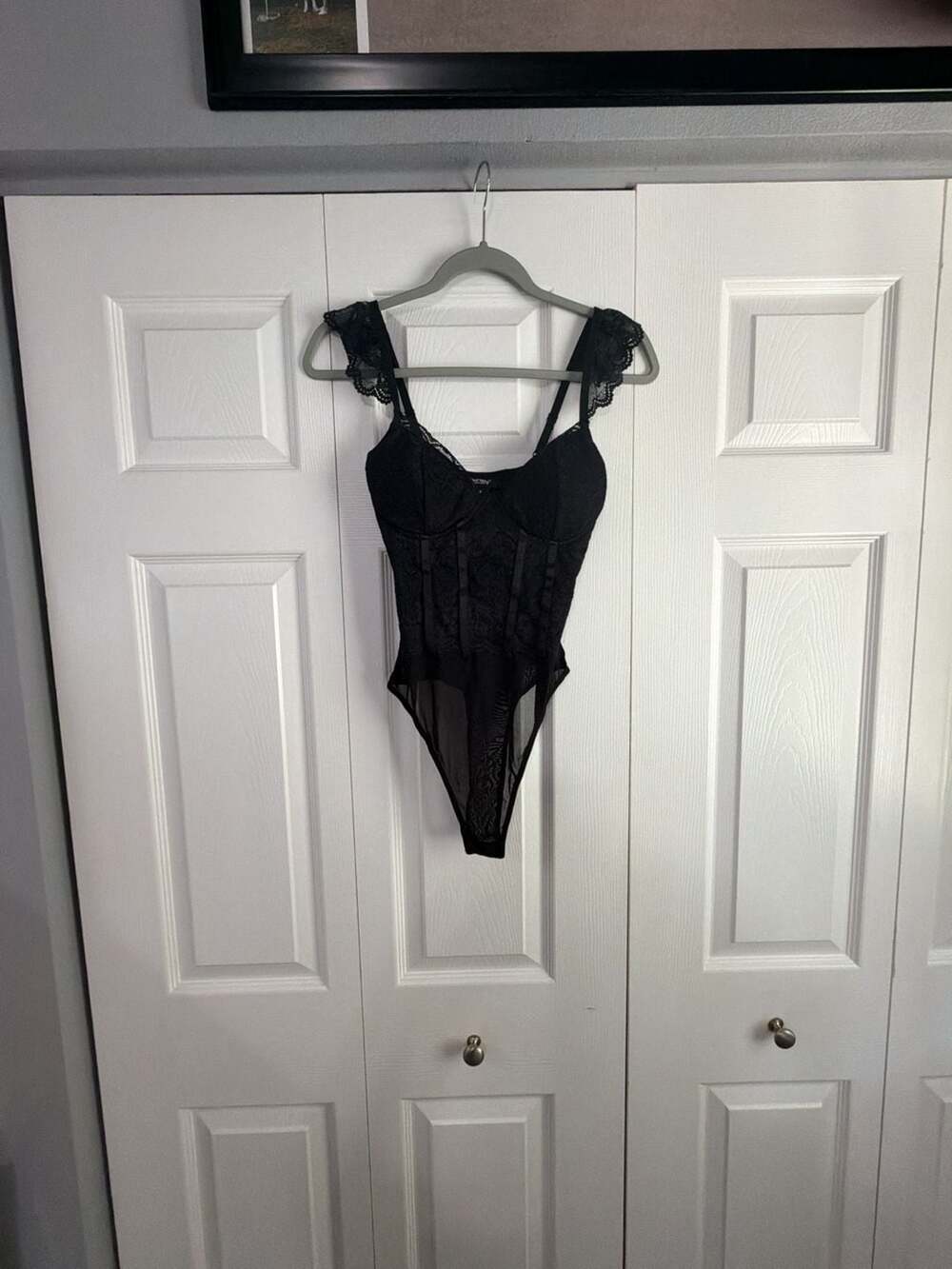 Just Polly New York Black Lace Shaping Bodysuit Size S
